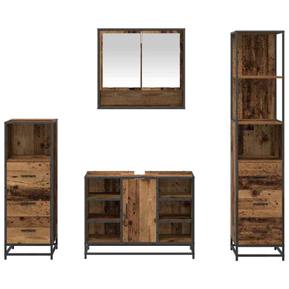 Set di mobili per il bagno con cassetto 4 pcs Legno vecchio