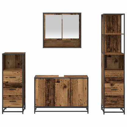 Set di mobili per il bagno con cassetto 4 pcs Legno vecchio