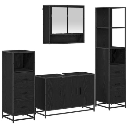 Set di mobili per il bagno 4 pcs Rovere Nero Legno multistrato | homemem39