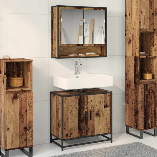 Set di mobili per il bagno con lo scaffale 2 pcs Legno vecchio | homemem39