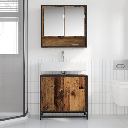 Set di mobili per il bagno con lo scaffale 2 pcs Legno vecchio | homemem39