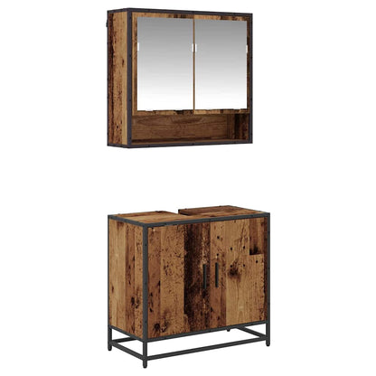 Set di mobili per il bagno con lo scaffale 2 pcs Legno vecchio