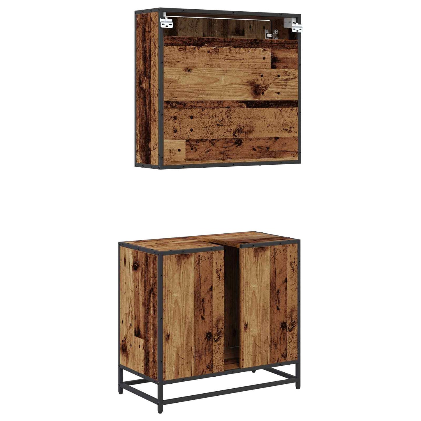 Set di mobili per il bagno con lo scaffale 2 pcs Legno vecchio | homemem39