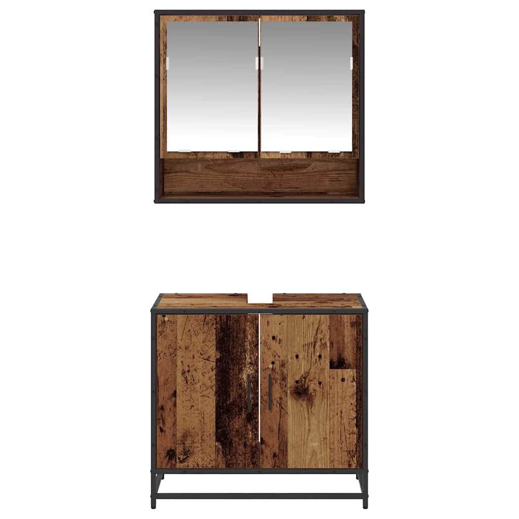 Set di mobili per il bagno con lo scaffale 2 pcs Legno vecchio