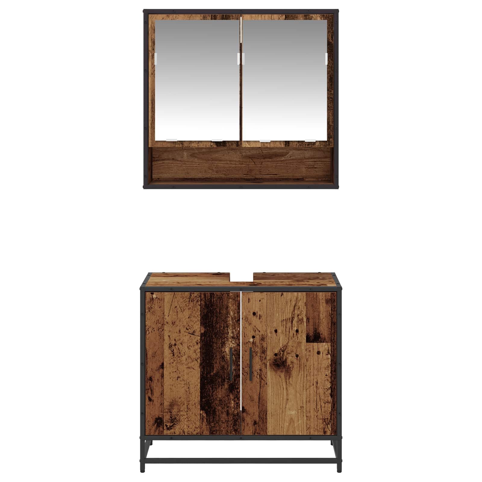 Set di mobili per il bagno con lo scaffale 2 pcs Legno vecchio | homemem39