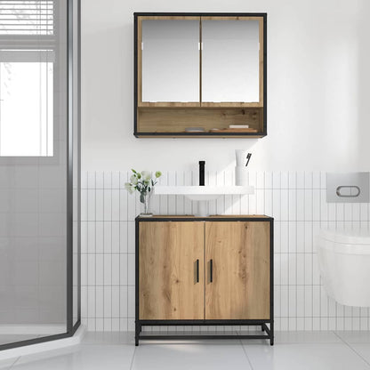 Set di mobili per il bagno con porta 2 pcs Rovere artigianale