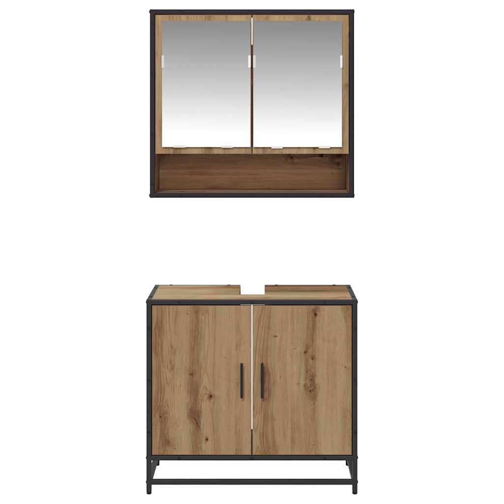 Set di mobili per il bagno con porta 2 pcs Rovere artigianale
