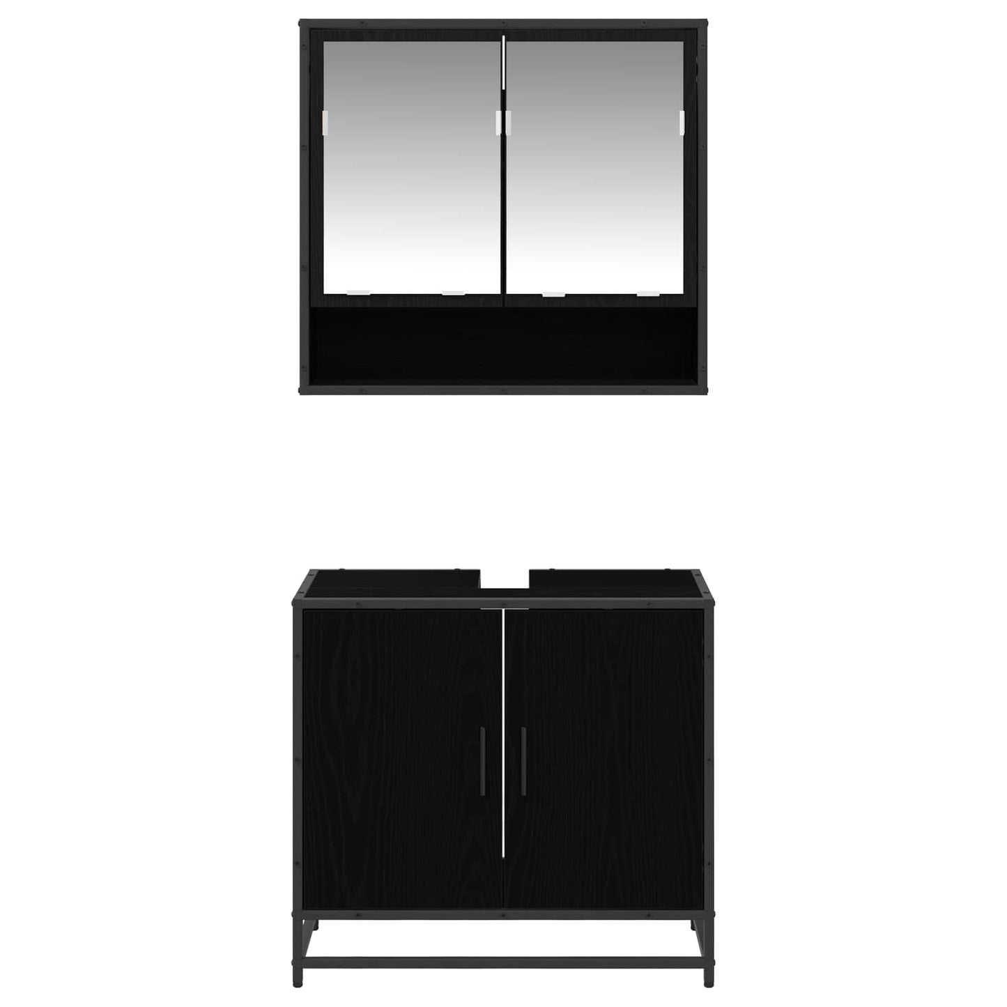 Set di mobili per il bagno 2 pcs Rovere Nero Legno multistrato | homemem39