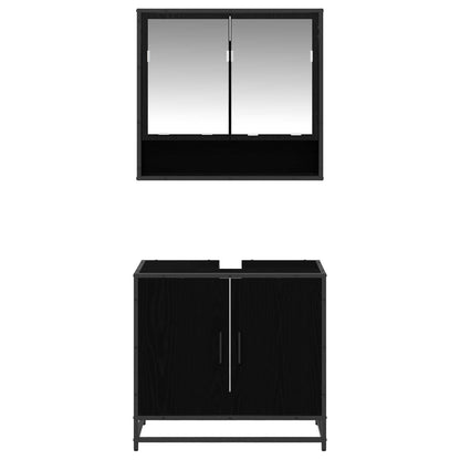 Set di mobili per il bagno 2 pcs Rovere Nero Legno multistrato | homemem39