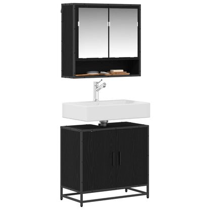 Set di mobili per il bagno 2 pcs Rovere Nero Legno multistrato | homemem39