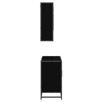 Set di mobili per il bagno 2 pcs Rovere Nero Legno multistrato | homemem39
