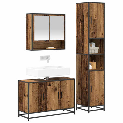 Set di mobili per il bagno con lo scaffale 3 pcs Legno vecchio