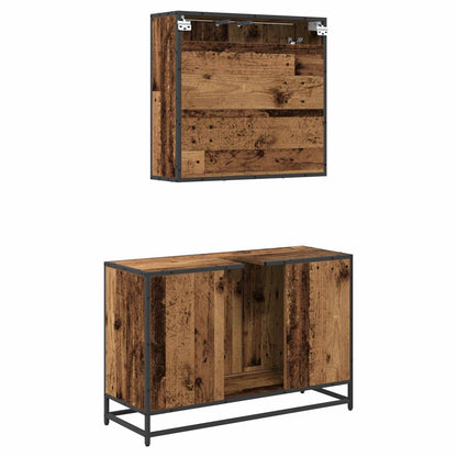 Set di mobili per il bagno con lo scaffale 2 pcs Legno vecchio | homemem39