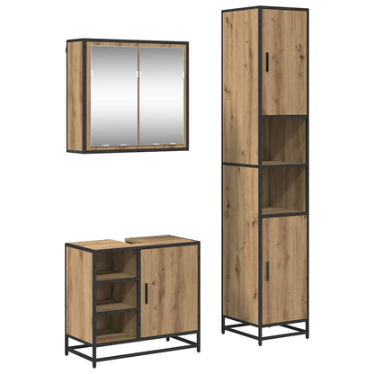 Set di mobili per il bagno 3 pz Rovere artigianale | homemem39