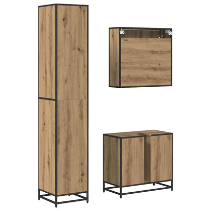 Set di mobili per il bagno 3 pz Rovere artigianale | homemem39