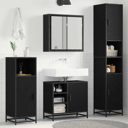 Set di mobili per il bagno 3 pcs Rovere Nero Legno multistrato | homemem39