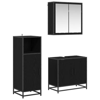 Set di mobili per il bagno 3 pz Rovere Nero 60 x 33 x 60 cm