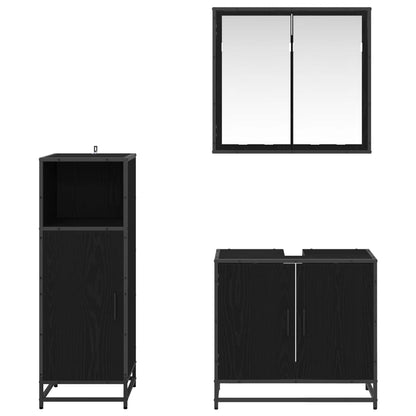 Set di mobili per il bagno 3 pz Rovere Nero 60 x 33 x 60 cm