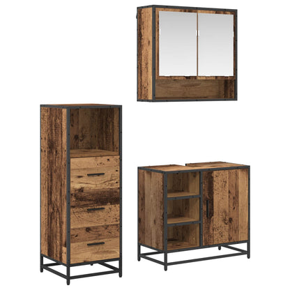 Set di mobili per il bagno con cassetto 3 pcs Legno vecchio | homemem39
