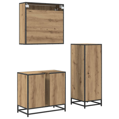 Set di mobili per il bagno 3 pz Rovere artigianale | homemem39