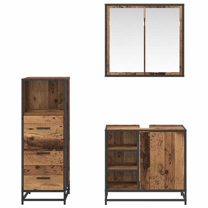 Set di mobili per il bagno con cassetto 3 pcs Legno vecchio | homemem39