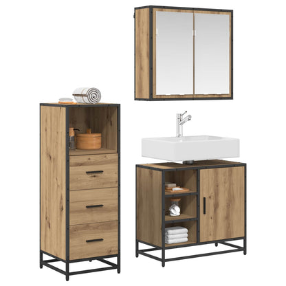 Set di mobili per il bagno 3 pz Rovere artigianale | homemem39