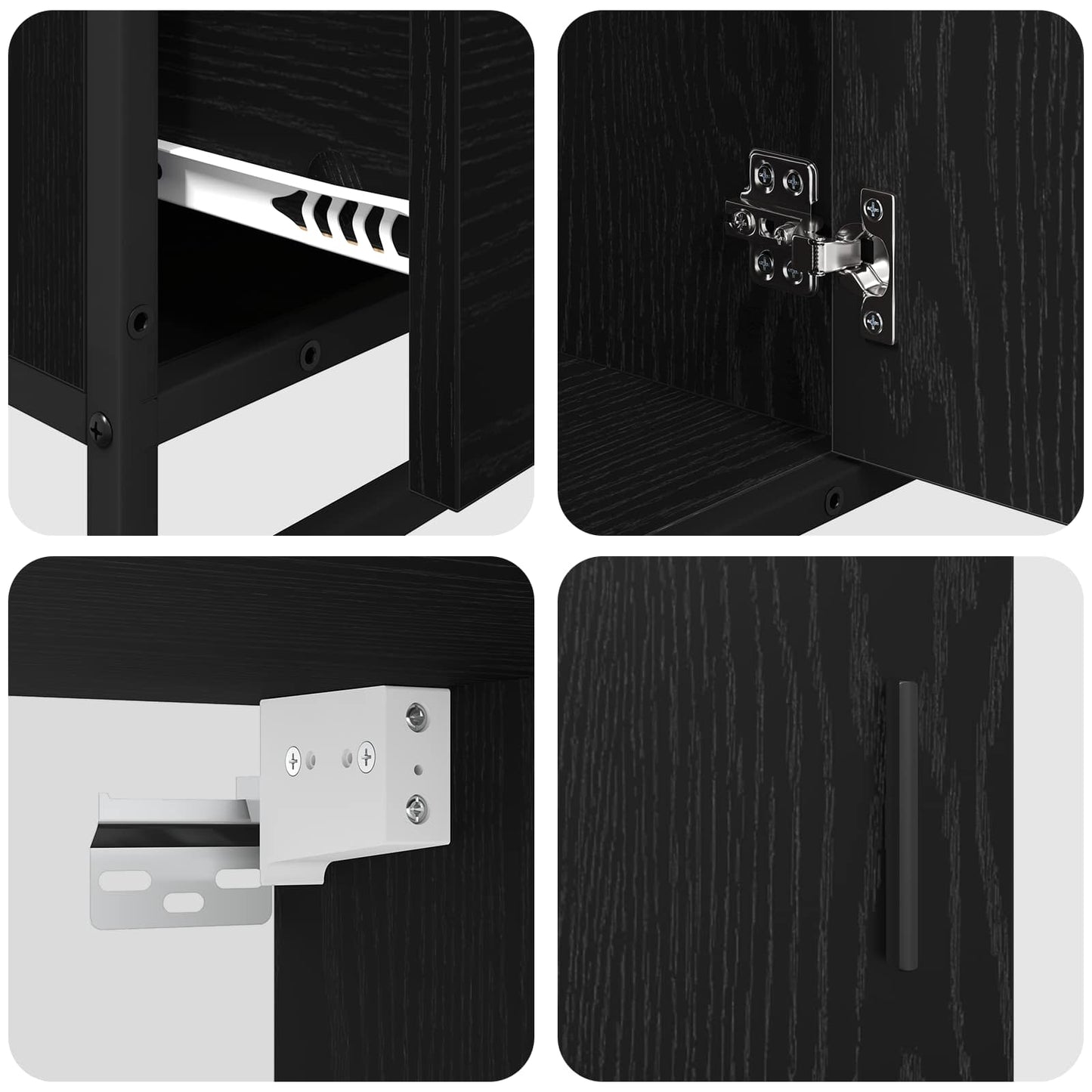 Set di mobili per il bagno 3 pcs Rovere Nero Legno multistrato | homemem39
