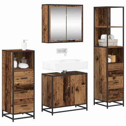 Set di mobili per il bagno con cassetto 4 pcs Legno vecchio | homemem39