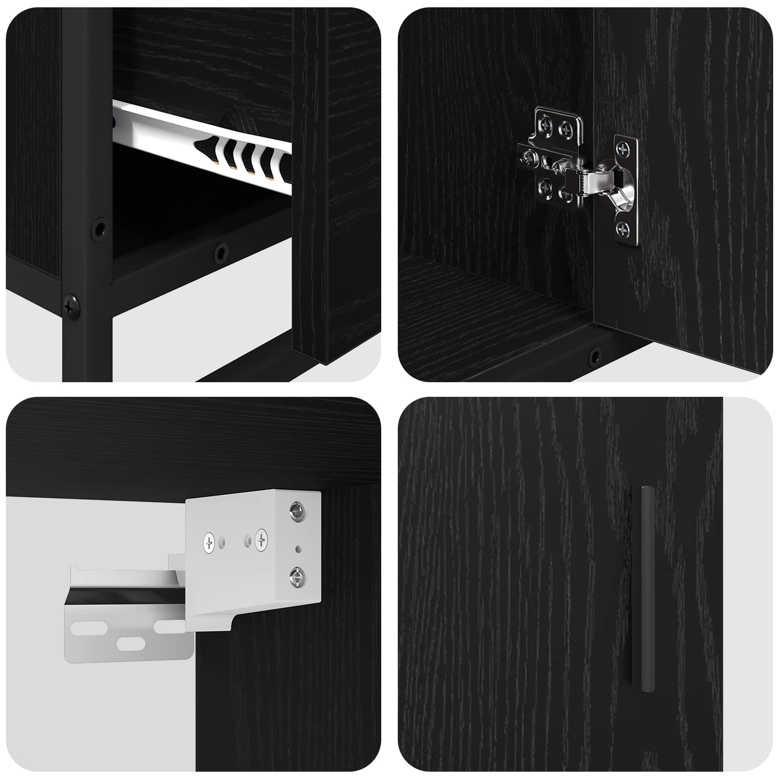 Set di mobili per il bagno 3 pcs Rovere Nero Legno multistrato | homemem39