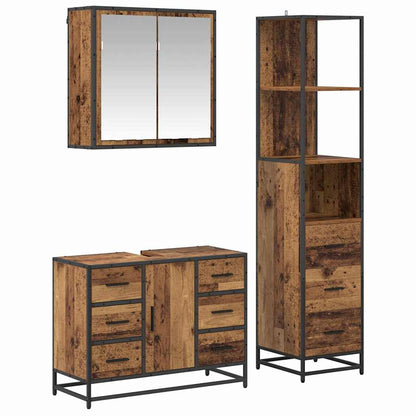 Set di mobili per il bagno con cassetto 3 pcs Legno vecchio | homemem39