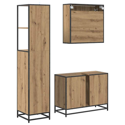 Set di mobili per il bagno 3 pz Rovere artigianale | homemem39