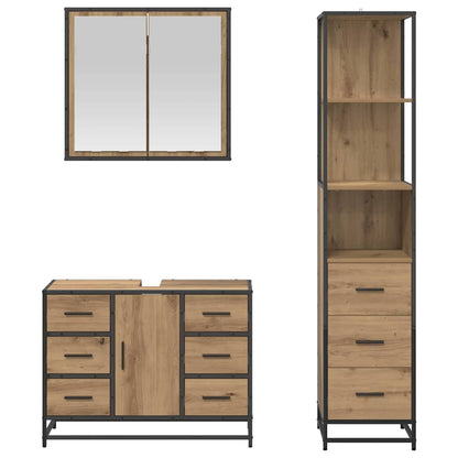 Set di mobili per il bagno 3 pz Rovere artigianale | homemem39