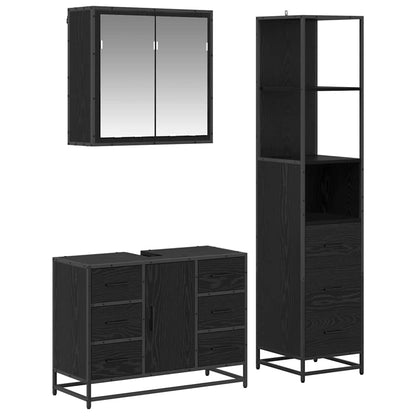 Set di mobili per il bagno 3 pcs Rovere Nero Legno multistrato | homemem39