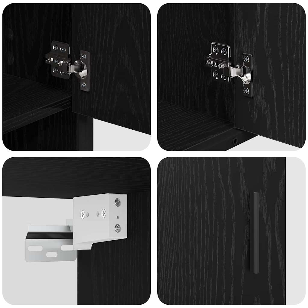 Set di mobili per il bagno 3 pcs Rovere Nero Legno multistrato