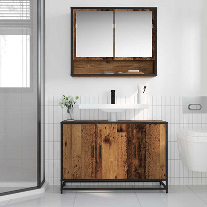 Set di mobili per il bagno con lo scaffale 2 pcs Legno vecchio