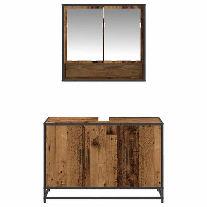 Set di mobili per il bagno con lo scaffale 2 pcs Legno vecchio