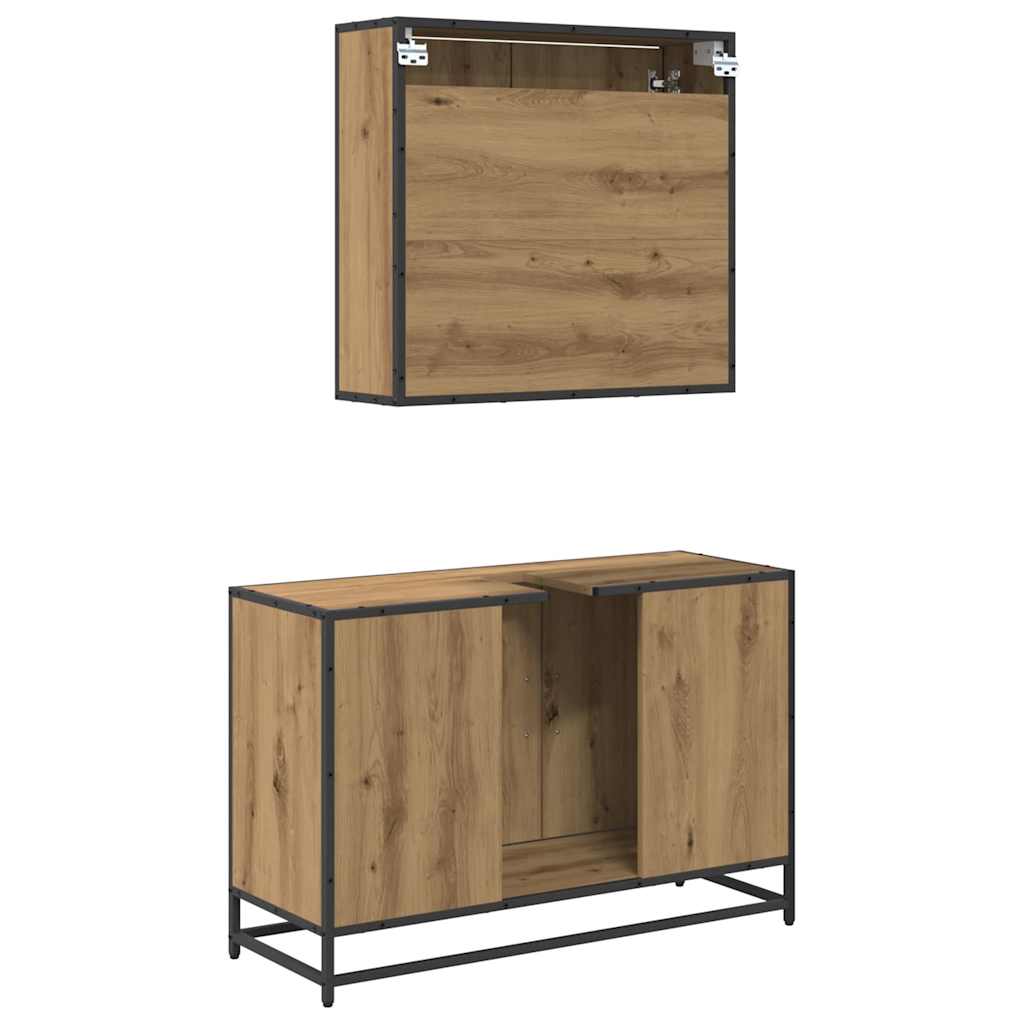 Set di mobili per il bagno con porta 2 pcs Rovere artigianale
