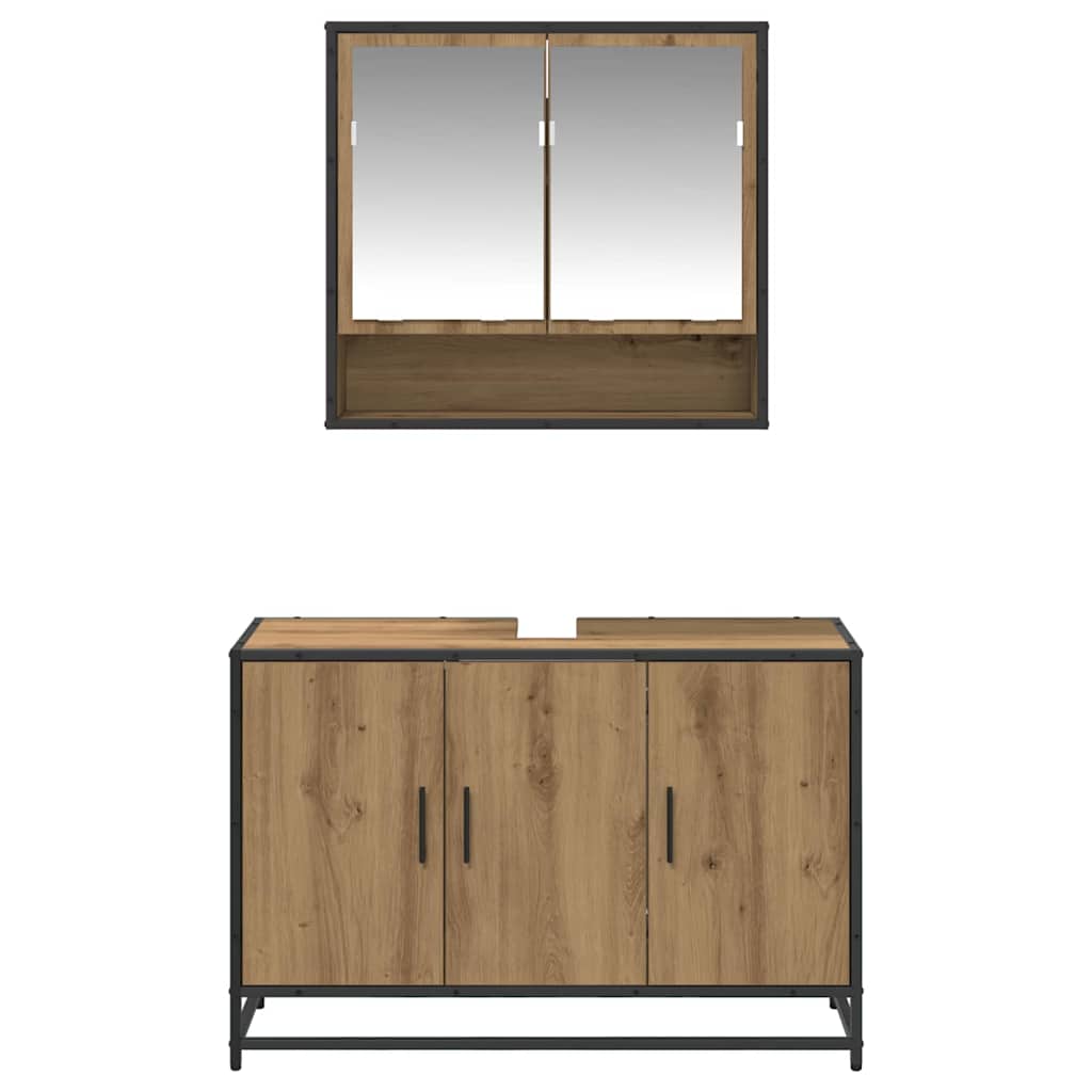 Set di mobili per il bagno con porta 2 pcs Rovere artigianale