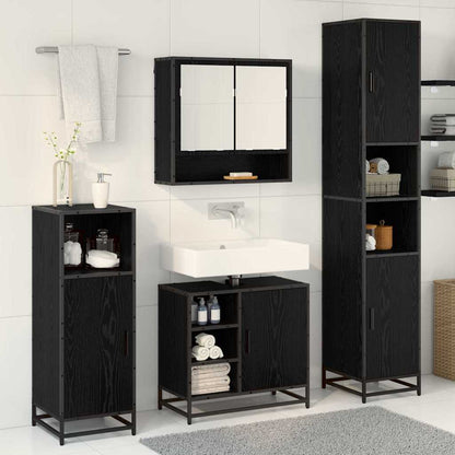 Set di mobili per il bagno 4 pcs Rovere Nero Legno multistrato | homemem39