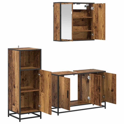 Set di mobili per il bagno con porta 3 pcs Legno vecchio