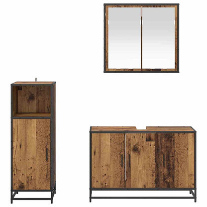 Set di mobili per il bagno con porta 3 pcs Legno vecchio