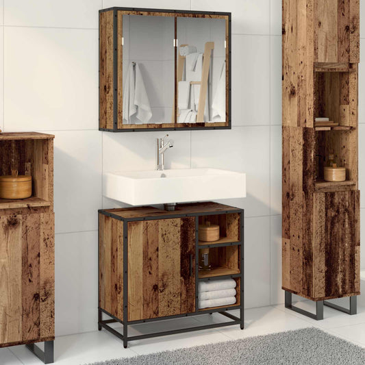 Set di mobili per il bagno con lo scaffale 2 pcs Legno vecchio | homemem39