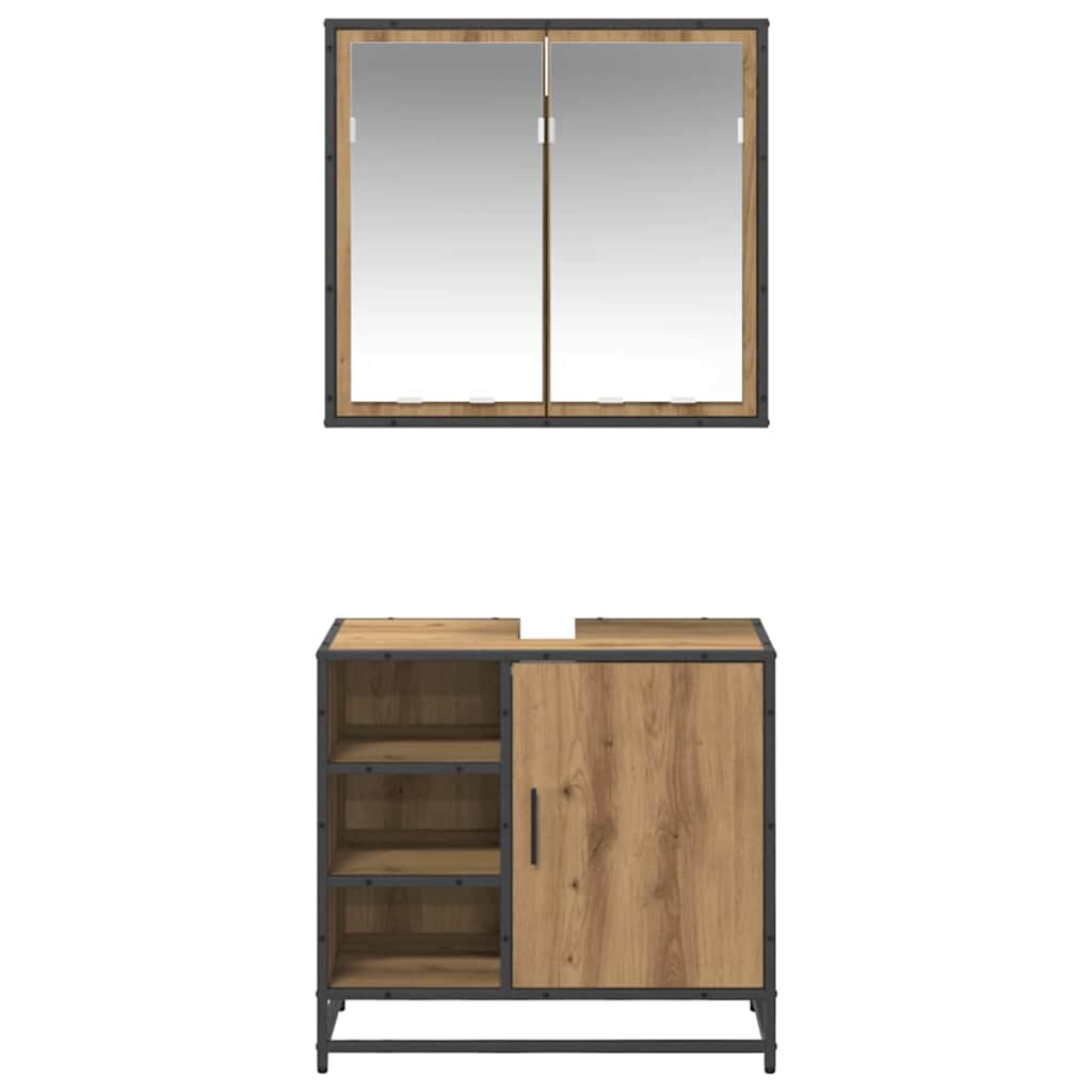 Set di mobili per il bagno 2 pz Rovere artigianale | homemem39