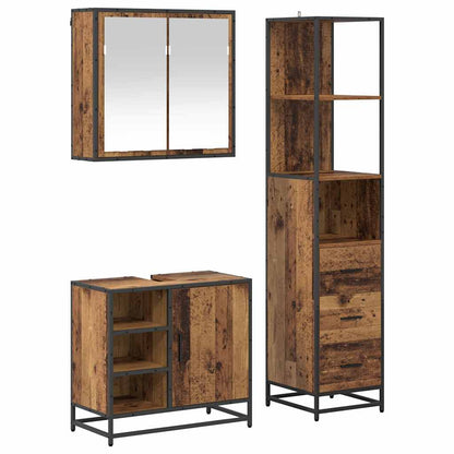Set di mobili per il bagno con cassetto 3 pcs Legno vecchio | homemem39