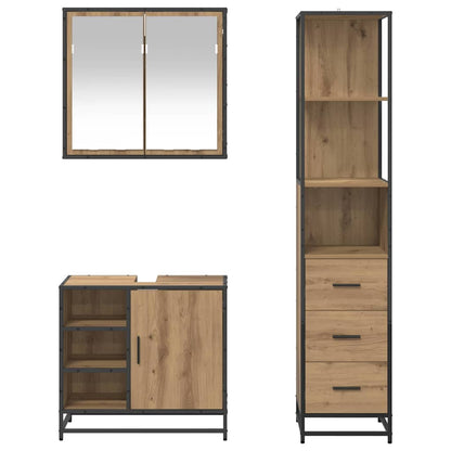 Set di mobili per il bagno 3 pz Rovere artigianale | homemem39