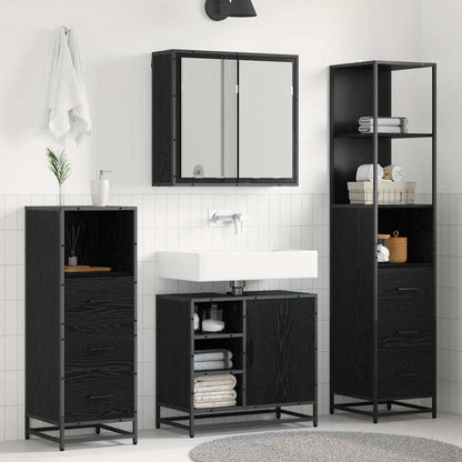 Set di mobili per il bagno 3 pcs Rovere Nero Legno multistrato | homemem39
