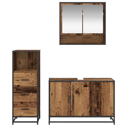 Set di mobili per il bagno con cassetto 3 pcs Legno vecchio | homemem39