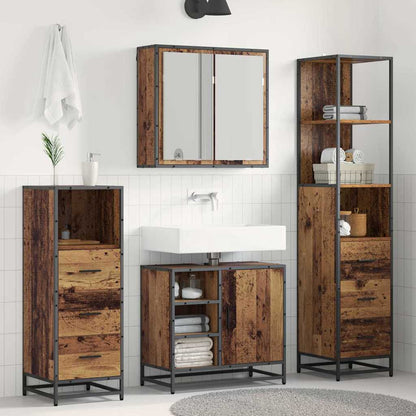 Set di mobili per il bagno con cassetto 4 pcs Legno vecchio