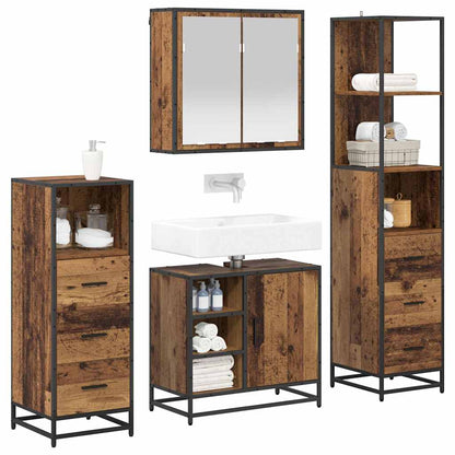 Set di mobili per il bagno con cassetto 4 pcs Legno vecchio