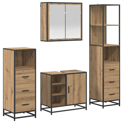Set di mobili per il bagno 4 pz Rovere artigianale | homemem39